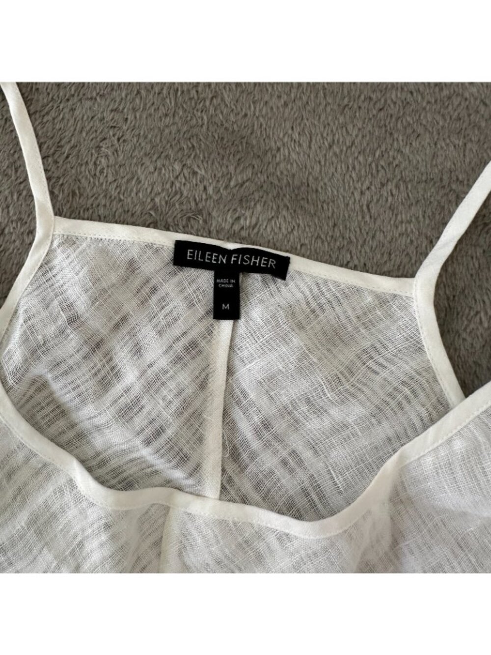 Eileen Fisher White Lightweight 100% Linen Open Weave Tank Top Tunic MEDIUM - Picture 2 of 5